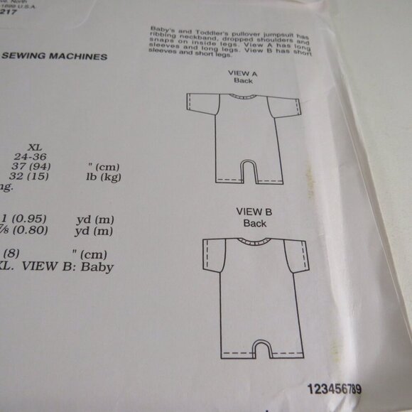 Kwik Sew 2217 clothing pattern (surge) Baby & Toddler Jumpsuit UNCUT - Picture 4 of 6
